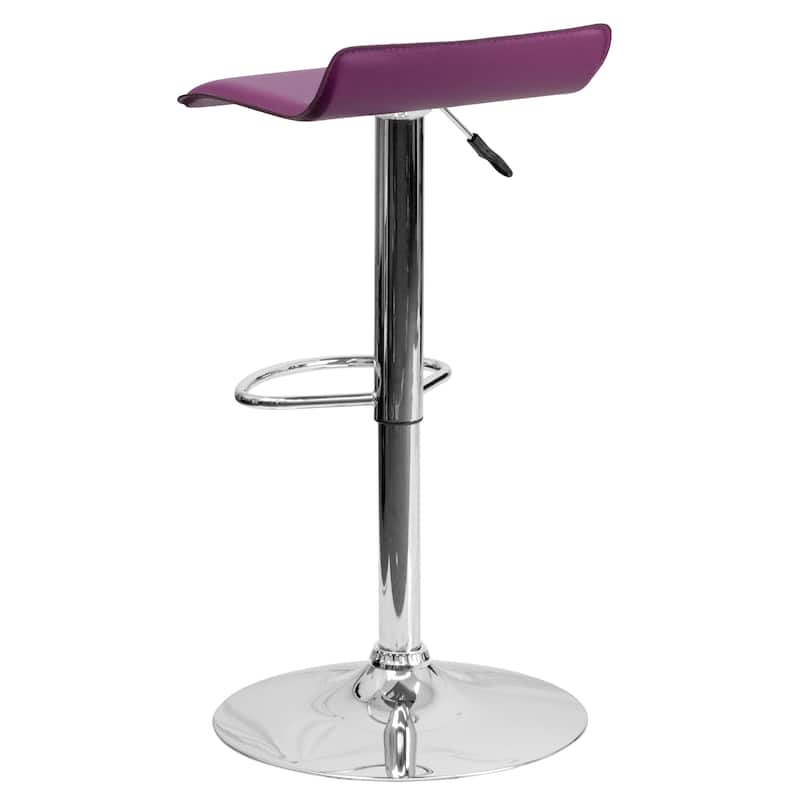 2 Pack Contemporary Vinyl Adjustable Height Barstool with Solid Wave Seat - 15"W x 15"D x 25.5" - 34"H