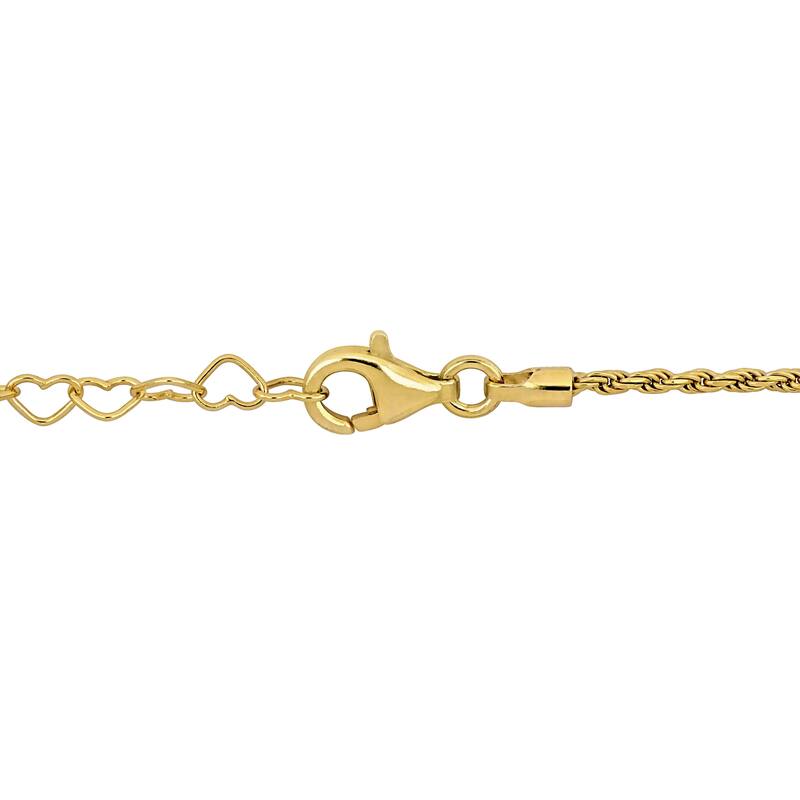 Miadora 3.3mm Heart Link and Rope Chain Necklace in Yellow Plated Sterling Silver-16 in+2 ext