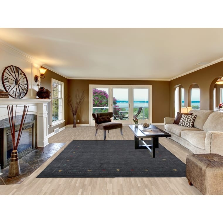 Gabbeh Indian Rug Hand-Knotted Oriental Wool Carpet - 7'11"x 9'8"