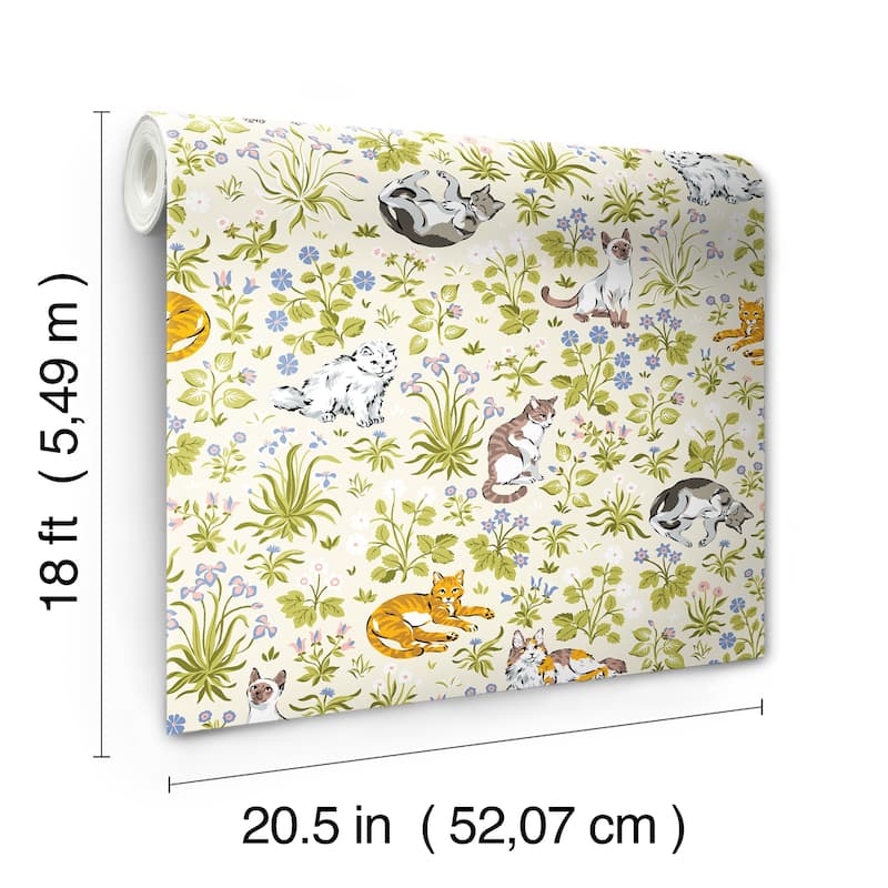 Must Love Cats Linen Peel and Stick Wallpaper