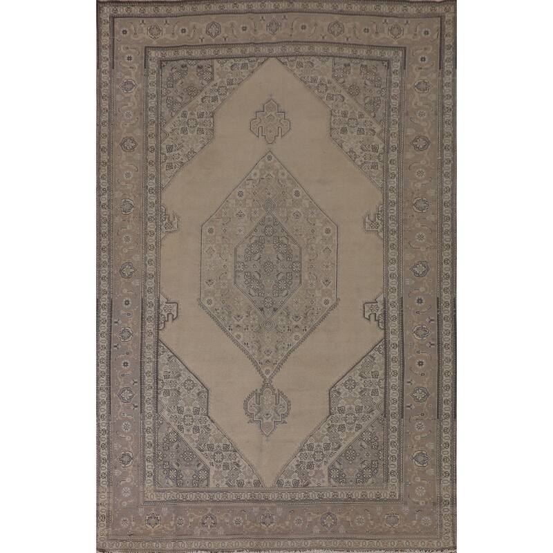 Geometric Tabriz Persian Vintage Area Rug Hand-Knotted Wool Carpet - 7'6"x 11'7"