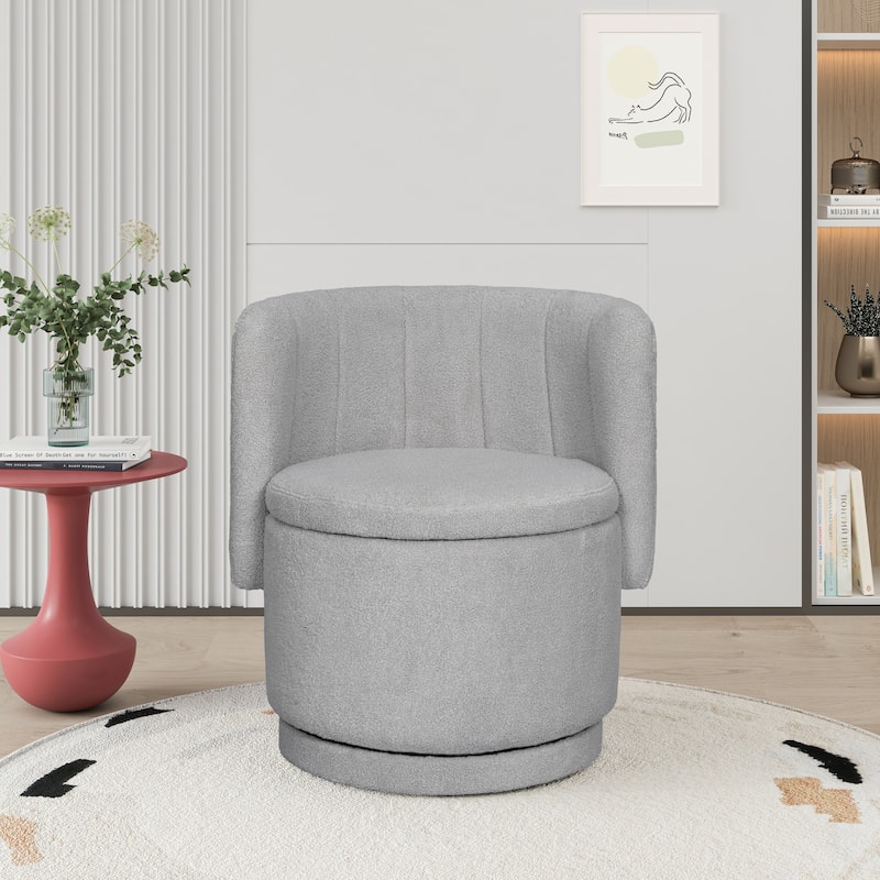 Boucle Fabric Swivel Accent Chair wStorage Space,for Living Room,Gray