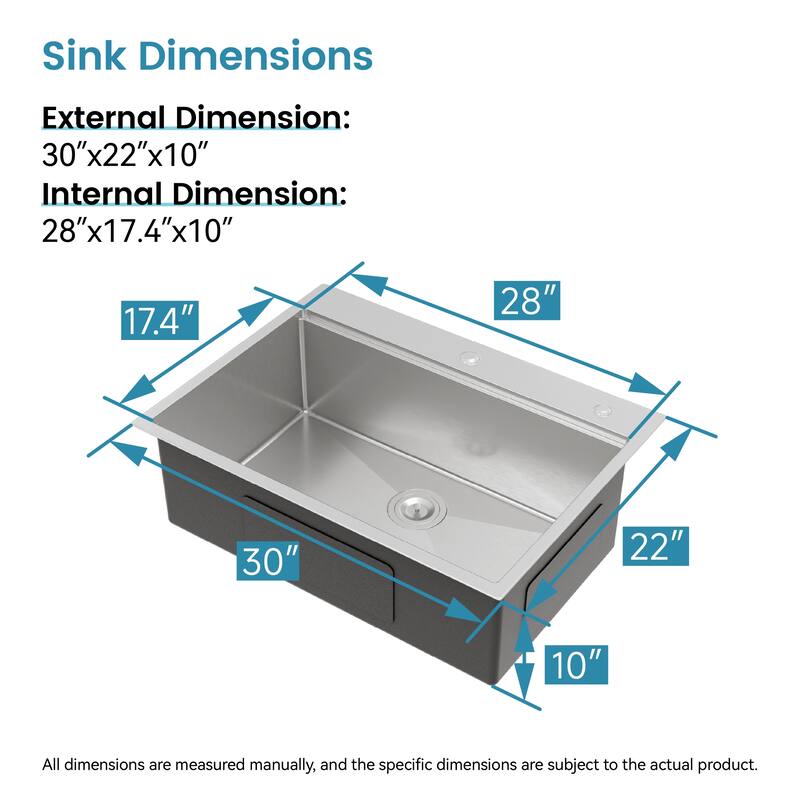 Stainless Steel Kitchen Sink Single Bowl with Cutting Board, Colander