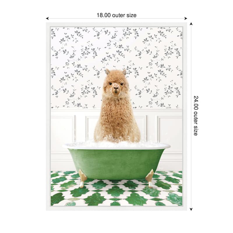 Kate and Laurel Sylvie Aniaml in Eclectic Green Bathtub Framed Canvas by Amy Peterson