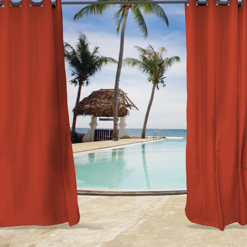 54" x 84" Solid Grommet Semi-Sheer Outdoor Curtain Panel - 54X84 - Melon