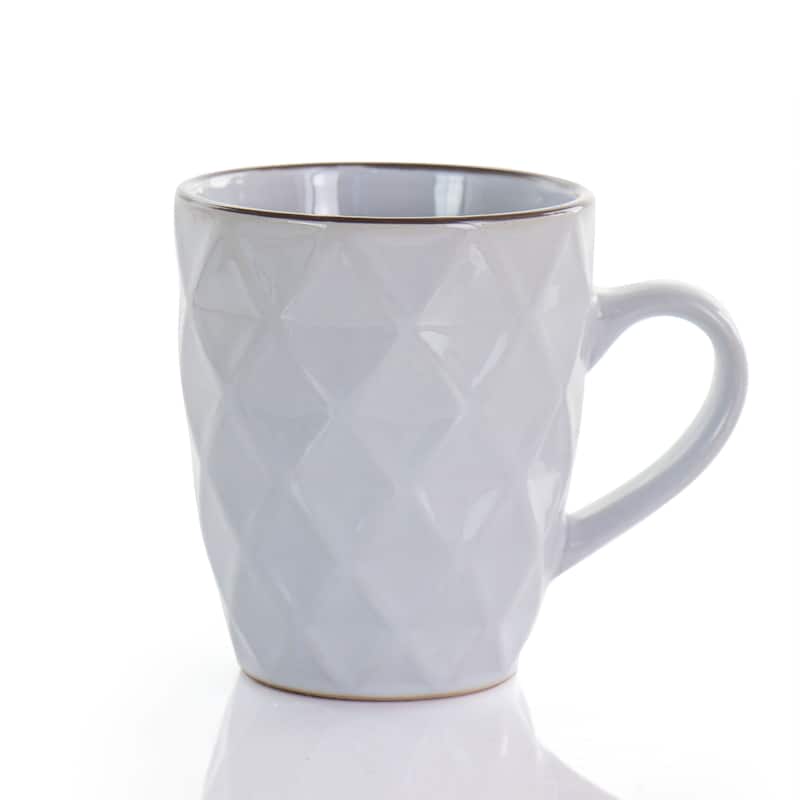 Argyle Texture 1.5 Cup Mug 6 Piece Set with Holder