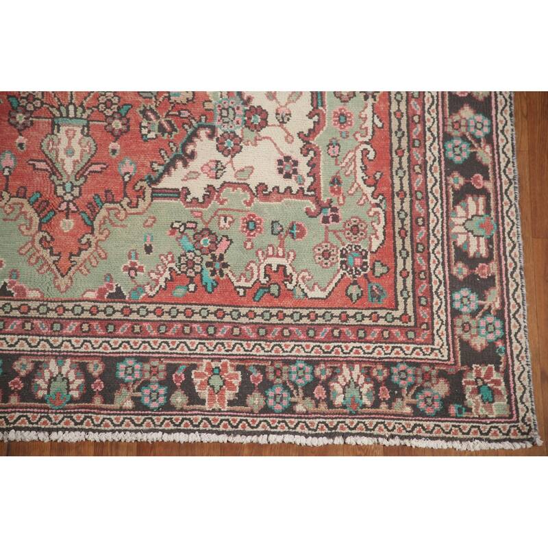 Hand Knotted Oriental 100% Wool Carpet Traditional Medallion Pink Hamedan Area Rug - 8' 11'' X 6' 5''