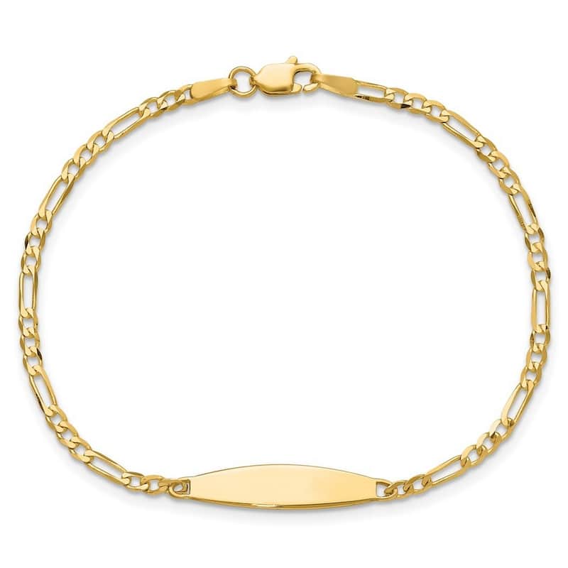 Curata 14k Yellow Gold 4.5mm Figaro Link ID Bracelet Options: 7" 8"