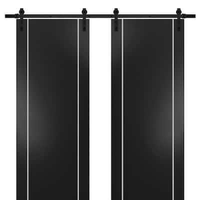 Sturdy Double Barn Door 36 x 80 with Planum 0410 Matte Black with 13FT