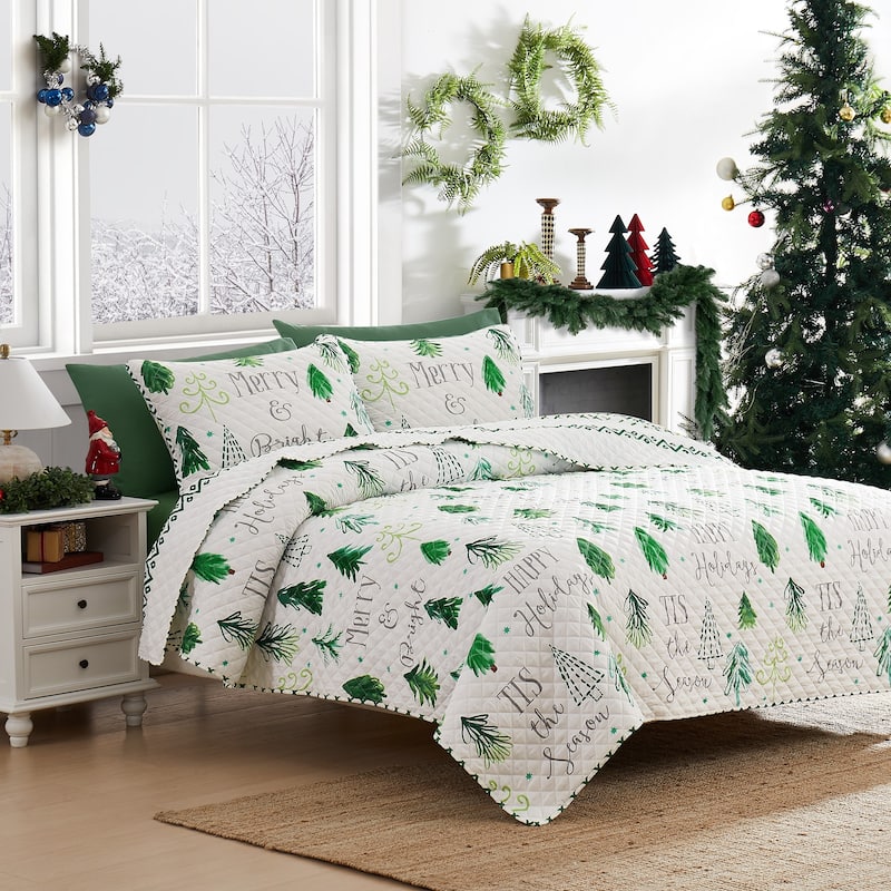 Avanti Linens Christmas Tree King Quilt Set
