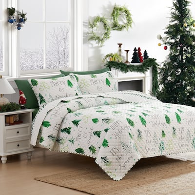 Avanti Linens Christmas Tree King Quilt Set