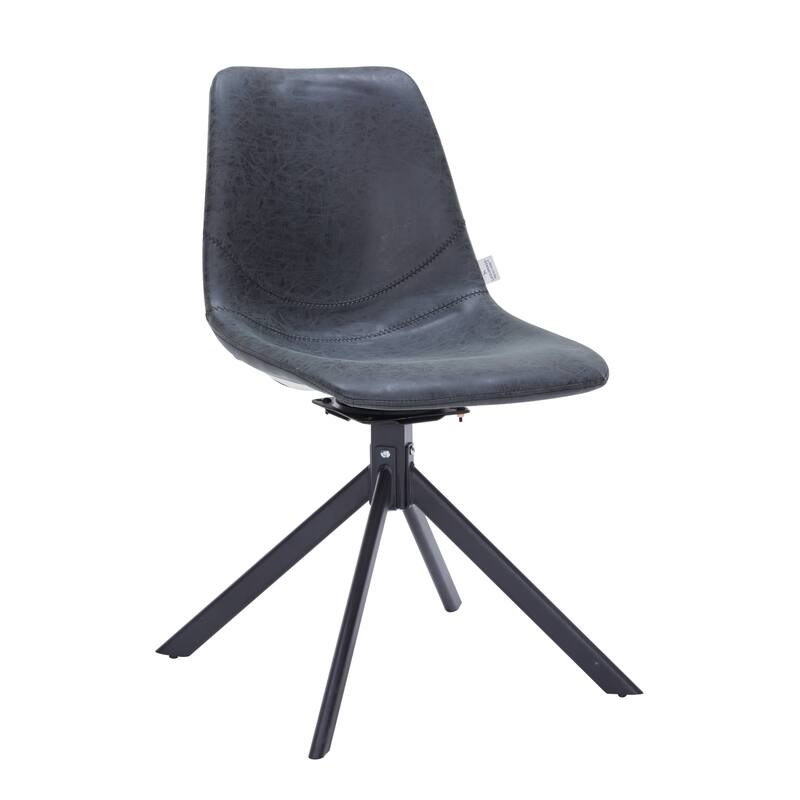 Markley Leather Dining Chair 360 Degree Swivel with Iron legs Modern Accent Side Chair - Black