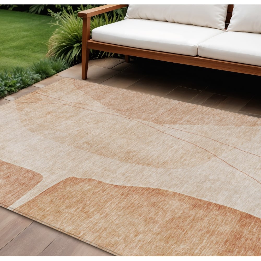 HomeRoots Abstract Transitional Rectangle Outdoor Rug