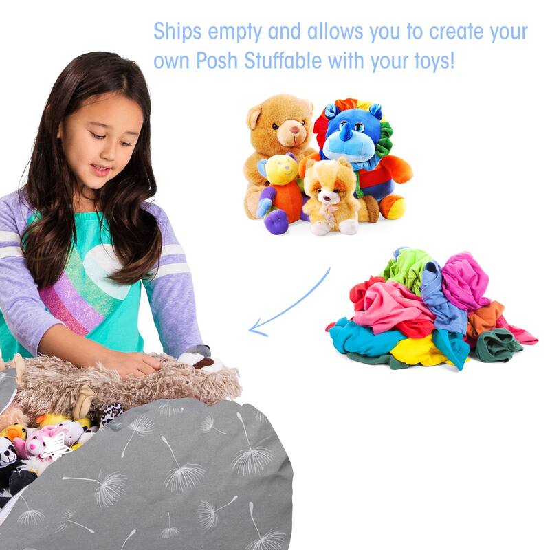 Kids Bean Bag Chair Cover Stuffed Animal Storage or Toy Organizer