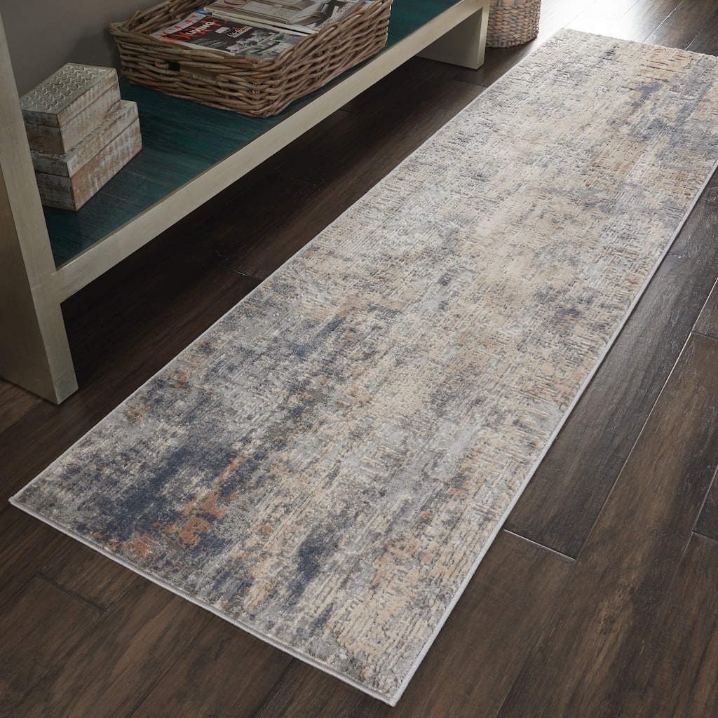 Rustic Textures Distressed Contemporary Abstract Area Rug