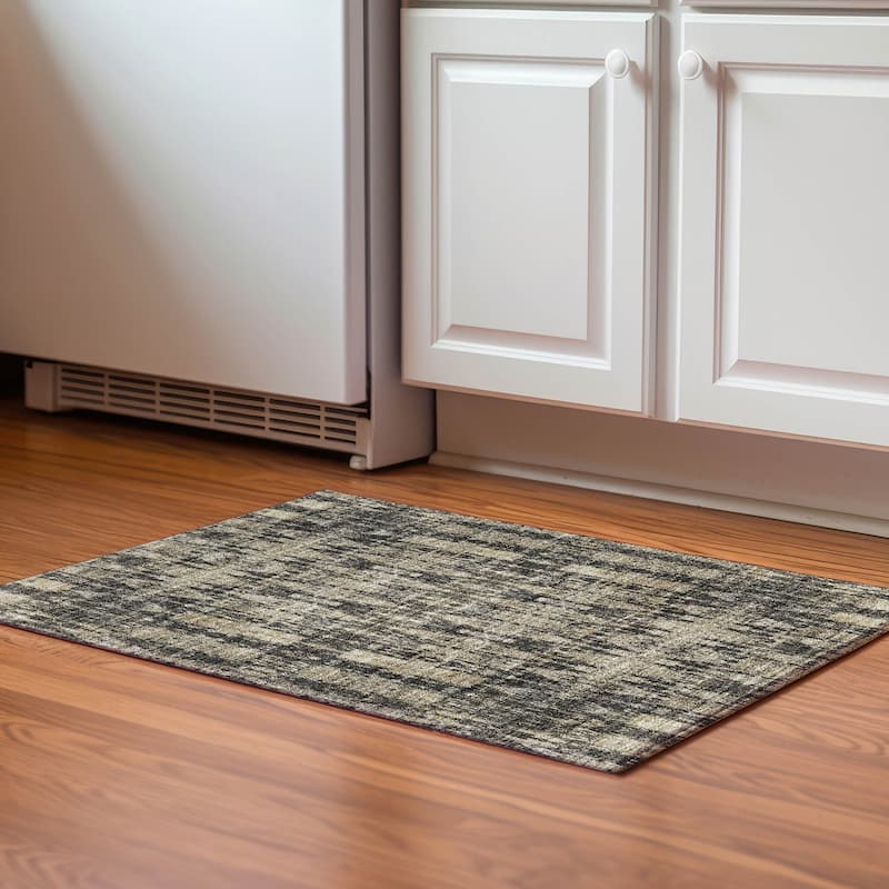 Premium Washable Super Soft Distressed Ombre Mayfield Rug - Black - 1' 8" x 2' 6" - Rectangle