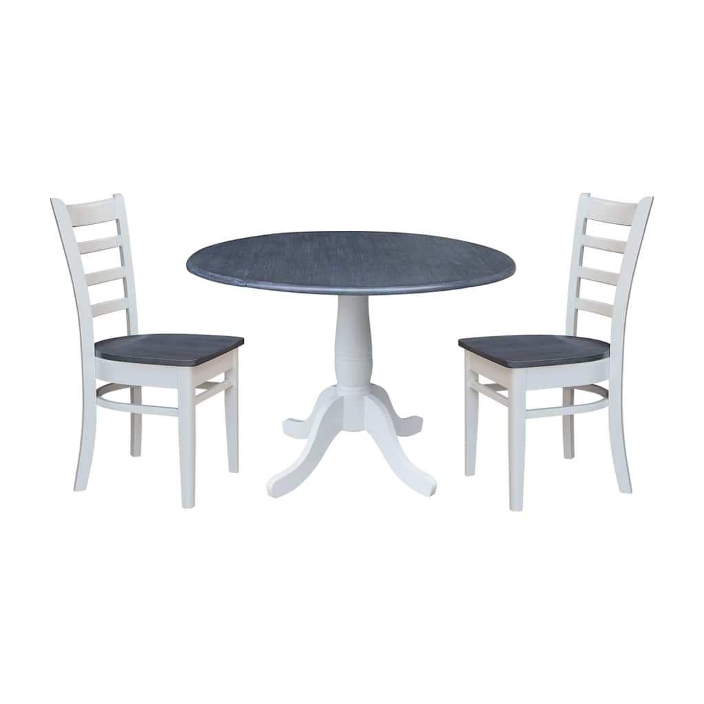 42" Round Top Dual Drop Leaf Pedestal Table with Dining Chairs