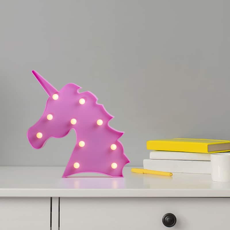 10" LED Lighted Pink Unicorn Marquee Wall Sign