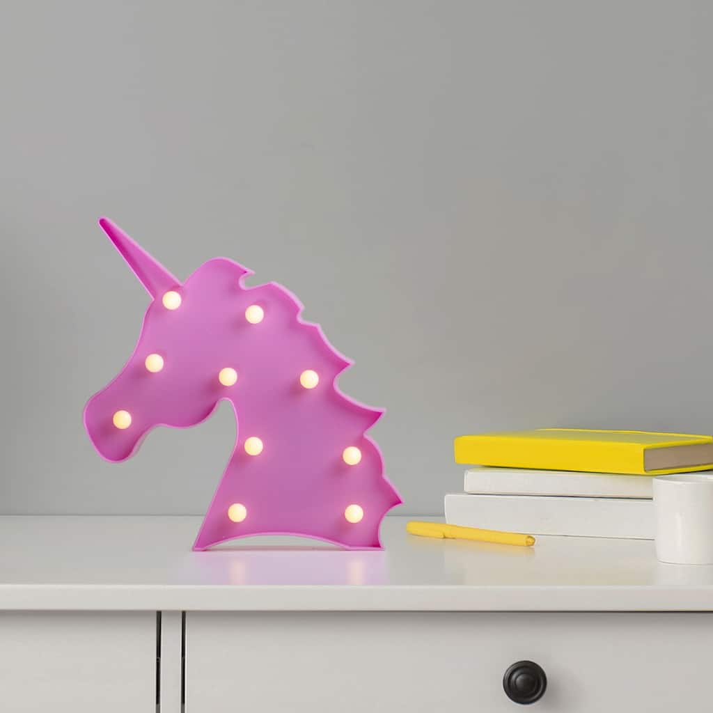 10" LED Lighted Pink Unicorn Marquee Wall Sign