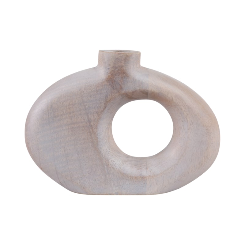 Modern Cut Out Wood Table Vase - Decorative Tall Table Vase