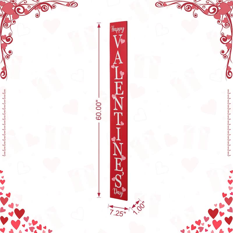 Glitzhome Wooden Happy Valentine's Day Porch Sign Decor