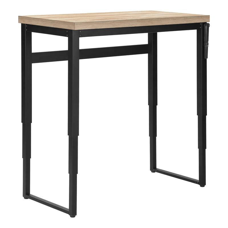Contemporary Adjustable Computer Desk, 48" Natural Laminate, Black Metal, Standing Height Desk