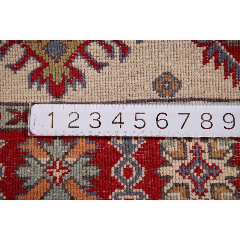 Ivory Kazak Oriental Accent Rug Hand-Knotted Wool Carpet - 2'7" x 3'11"
