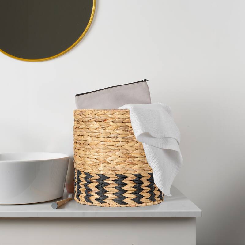 Household Essentials Natural Water Hyacinth and Paper Basket with Stripes - Natural