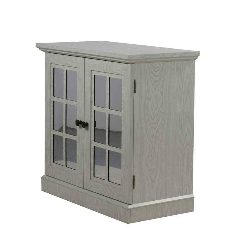 Sideboard Cabinet with Acrylic Mirrored Doors, Wooden Kitchen Pantry Storage Cabinet, Accent Cabinet with Adjustable Shelf