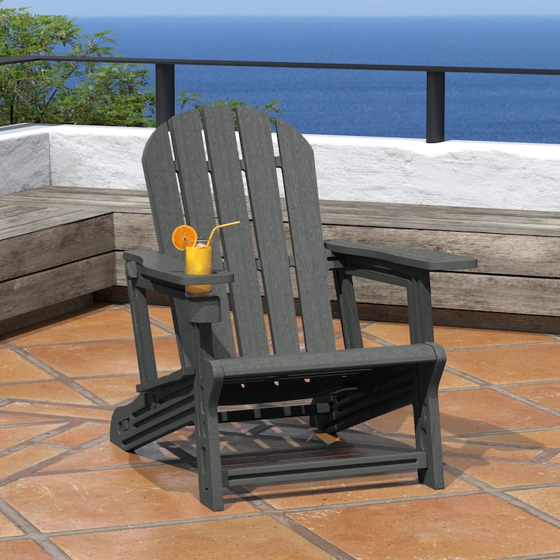 Polytrends Coastline Outdoor Poly Adirondack Chair with Cup Holder