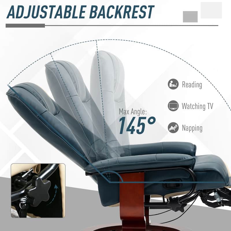 PU Leather Recliner Chair with Swivel Base and Footrest