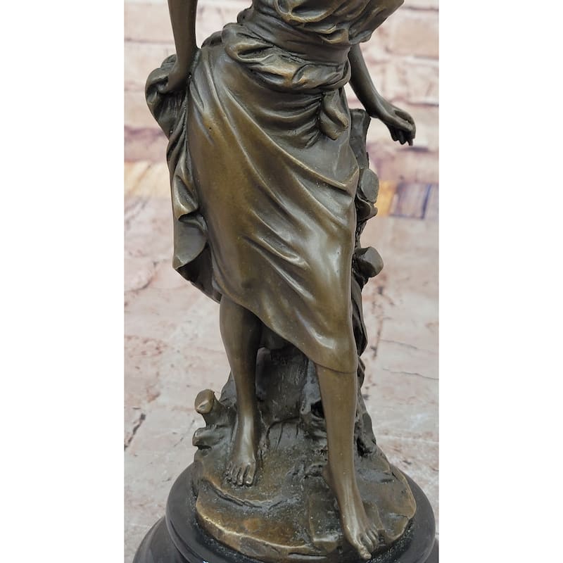Elegant Young Woman In Flowing Gown Bronze Sculpture Signed A. Carrier