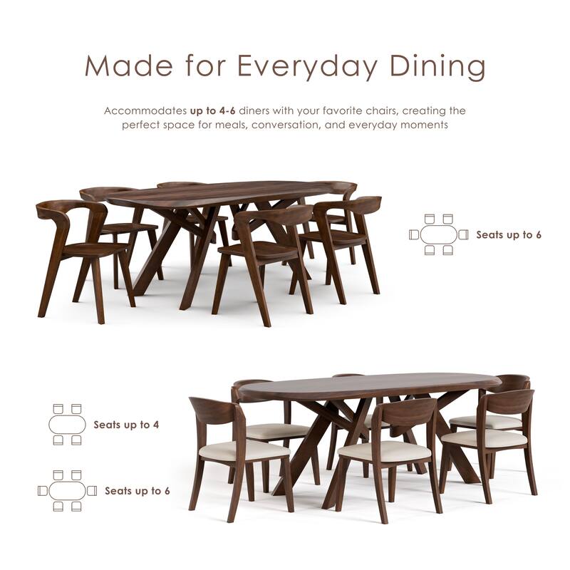 Furniture of America Abigail VI Mid-Century Modern 7-Piece Walnut Handfinished Solid Wood Dining Set