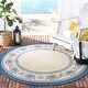preview thumbnail 47 of 125, SAFAVIEH Courtyard Sheila Indoor/ Outdoor Waterproof Patio Backyard Rug 5'3" Round - Natural/Blue