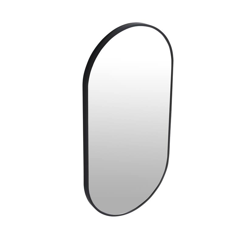 GDFStudio - Nolan Sleek Modern Bathroom Mirror with Durable Black Aluminum Frame and Crystal Clear Reflection - 18 x 35 Inch