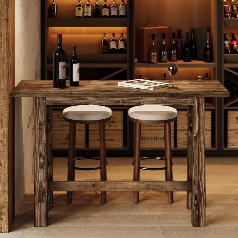 63" Solid Wood Bar Table, Counter Height Pub Table for 4–6