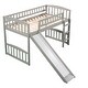 preview thumbnail 5 of 10, Minimalistic Stylish Twin Size Wood Loft Bed with Slide and Ladder