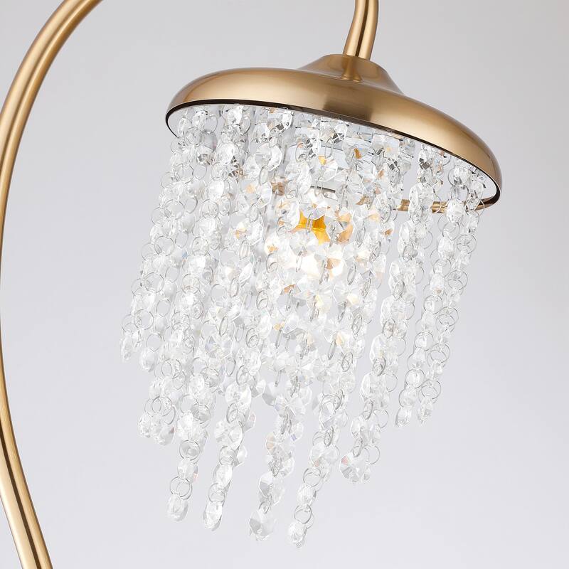 58-inch Modern Crystal Gold Arched Floor Lamp for Living Rooms