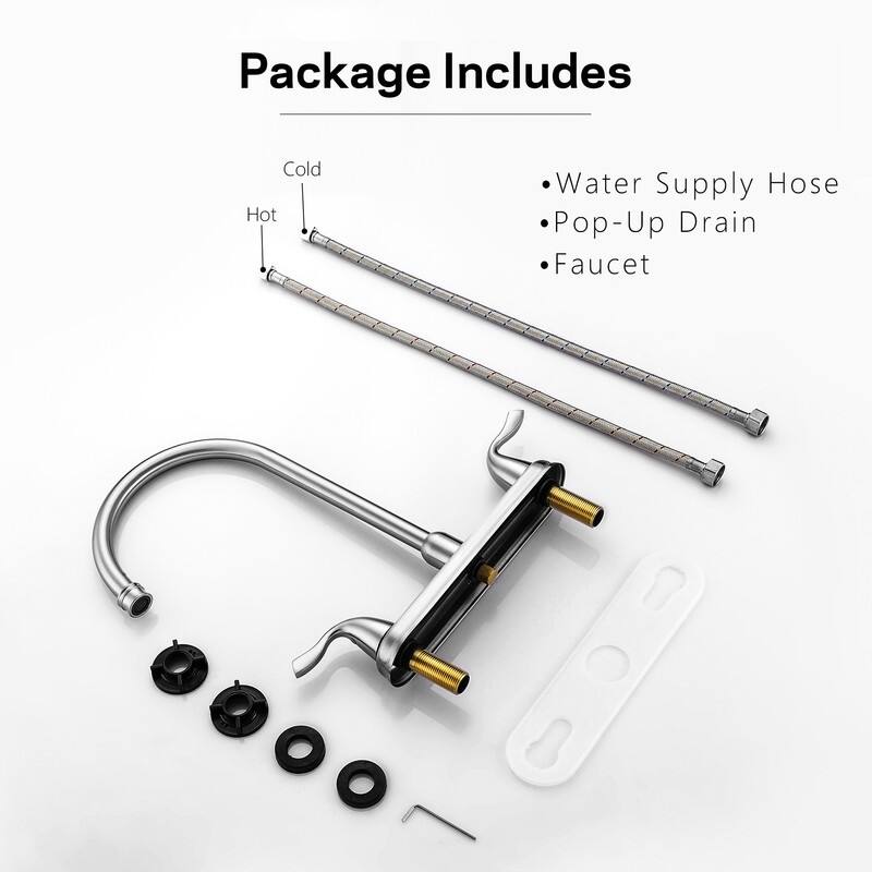 2 Handle Bathroom Sink Faucet Centerset with Pop-up Drain Stopper