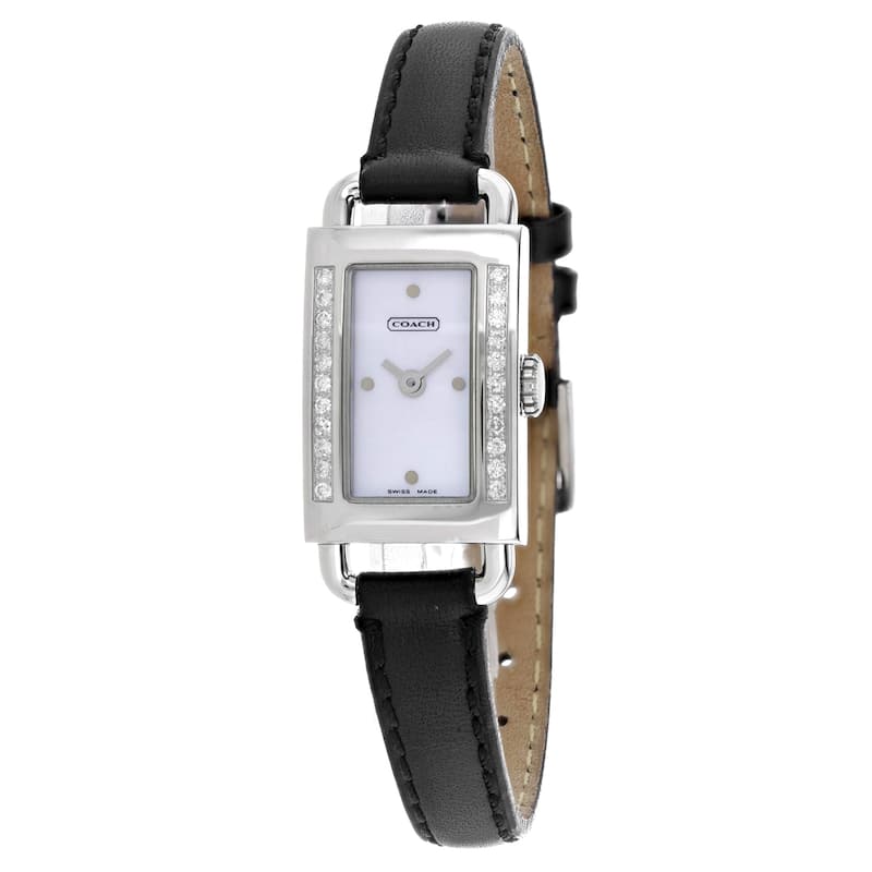 Coach Women's Black Leather Mother of Pearl White MOP Dial Watch - 14500429 - White MOP - 6 (36)