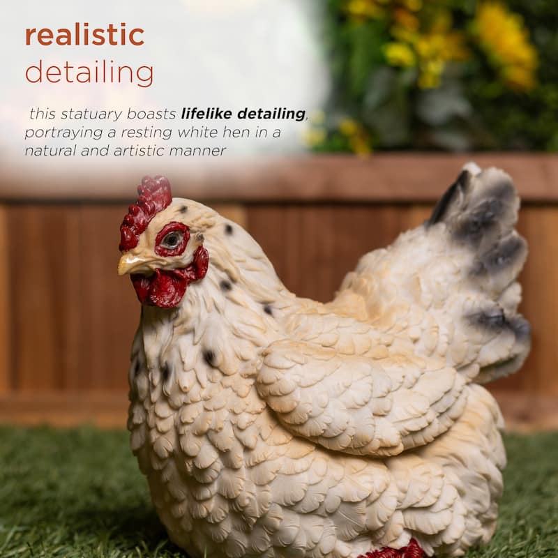 Magnesium Oxide Resting White Hen Statuary