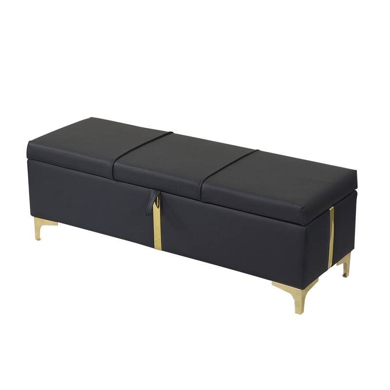 2/3-Piece Bedroom Sets Queen/Full Size Upholstered Bed w Storage/LED Nightstands Dresser/Ottoman Black/Walnut