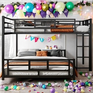Metal Twin over Full L-shaped Bunk Bed With Safety Guaranteed,Kids Bed Design