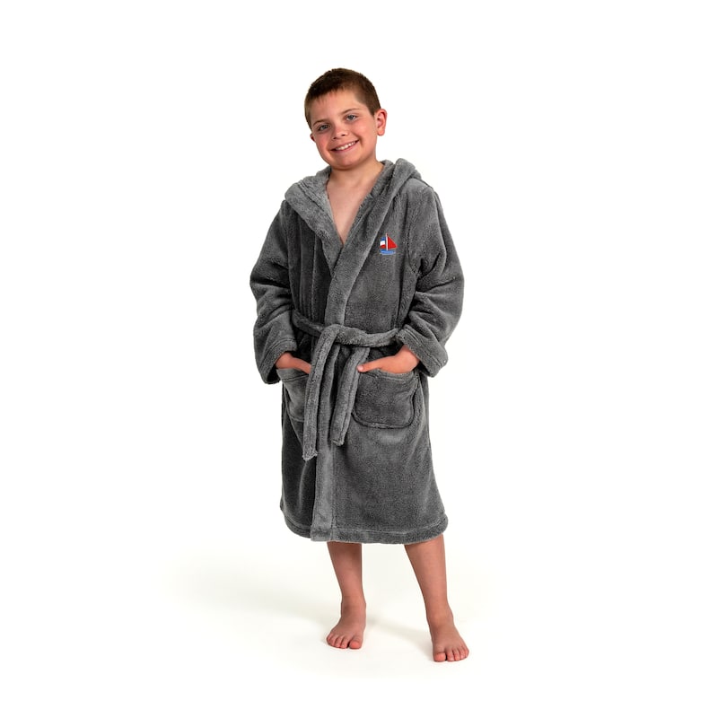 Sweet Kids 100% Polyester SUPER PLUSH Double Brushed Hooded Bathrobe - BOAT