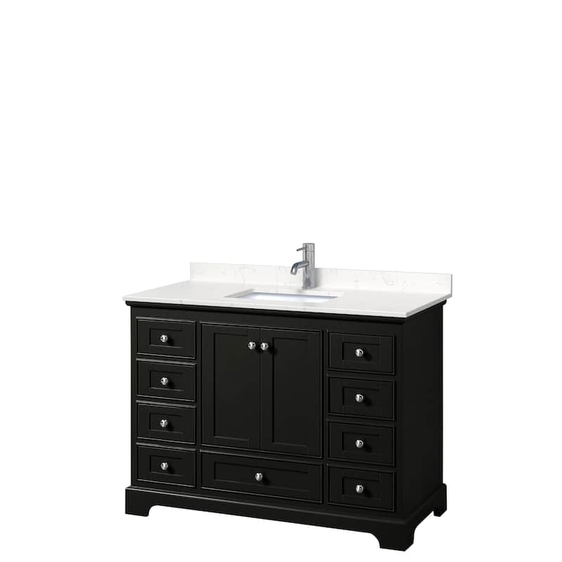 Deborah 48-inch Single Vanity, Cultured Marble Top - Dark Espresso,Chrome Trim,Carrara Cult. Marble Top