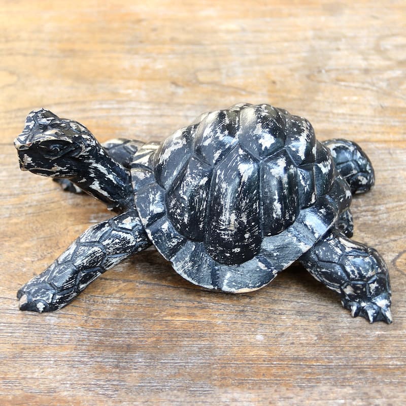 Novica Handmade Crawling Tortoise Wood Statuette
