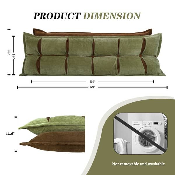 dimension image slide 3 of 5, Double Layer Headboard Reading Pillow, Versatile Bed Backrest Pillow.