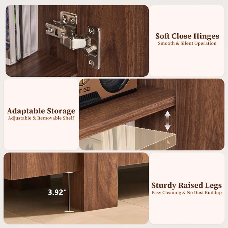 Modern Farmhouse TV Stand, Wood Entertainment Center for Living Room