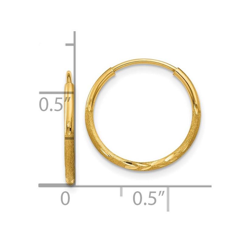 Curata 14k Yellow Gold Sparkle Cut Endless Hoop Earrings - 14x14mm