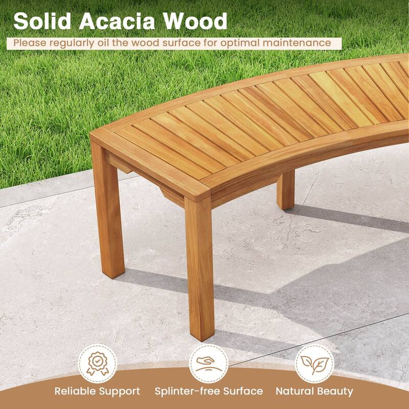 Costway 1/2/4 PCS Outdoor Curved Bench with Slatted Seat Wrap Around - See Details
